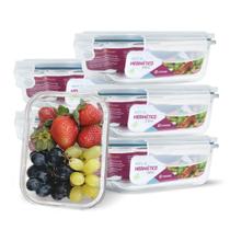 Kit Conjunto 6 Potes Vidro Hermético Tampa Plástico Marmita Mantimentos 370ml