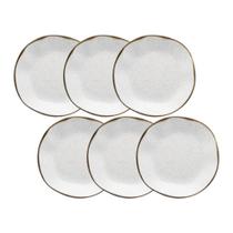 Kit Conjunto 6 Pratos Fundos Porcelana Oxford Ryo Maresia 22,5Cm