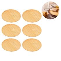Kit Conjunto 6 Pratos Rasos Grandes Em Bambu Natural Para Servir Mesa Posta