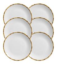Kit Conjunto 6 Pratos Sobremesa Bambu Natural Scalla 1linha
