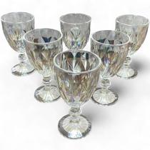 Kit Conjunto 6 Taças de Vidro 330ml Milbani Mesa Posta Elegante Decorativas Agua Sucos Drinks Resistente