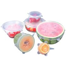 Kit Conjunto 6pçs Jogo Tampas De Silicone Ajustável Potes Universal Reutilizável