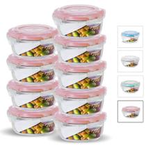 Kit Conjunto 9 Potes Vidro Hermético Tampa Plástico Marmita Mantimentos 620ml Kit Conjunto 9 Potes Vidro Hermético Tampa Plástico Marmita Mantimentos 620ml