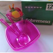 Kit Conjunto Acrílico 12 Peças Potes+Colher Sobremesa Jogo Cumbuca