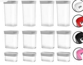 Kit Conjunto Acrílico 9 Potes Herméticos Mantimentos Temperos Kit Conjunto Acrílico 9 Potes Herméticos Mantimentos Temperos