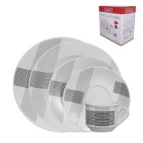 Kit Conjunto Aparelho De Jantar Listras 20 Peças Porcelana Hauskraft Kit Conjunto Aparelho De Jantar Listras 20 Peças Porcelana Hauskraft