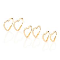 Kit Conjunto Argolas Rommanel Primeiro Segundo Terceiro Furo Banhados Ouro 18k