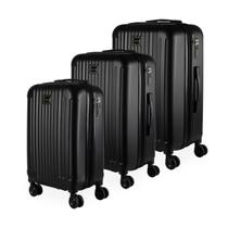 Kit Conjunto avião Anac 3 Malas viagem cadeado Trava Tsa Pequena 10kg, Média 23kg, Grande 32kg resistente em abs rodas duplas 360 Kit Conjunto avião Anac 3 Malas viagem cadeado Trava Tsa Pequena 10kg, Média 23kg, Grande 32kg resistente em abs rodas duplas 360