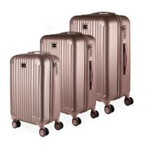 Kit Conjunto avião Anac 3 Malas viagem cadeado Trava Tsa Pequena 10kg, Média 23kg, Grande 32kg resistente em abs rodas duplas 360