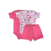Kit Conjunto Bebê - 2 Body Manga Curta E 1 Shorts