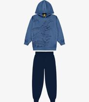 Kit Conjunto Blusão Com Capuz E Calça Rovi Kids Azul Kit Conjunto Blusão Com Capuz E Calça Rovi Kids Azul