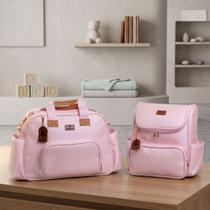 Kit Conjunto Bolsa Maternidade c/ Mochila Infantil Corano Rosa - ARTE & COMPANHIA