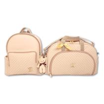 Kit Conjunto Bolsas Maternidade Bebe Menina Menino Enxoval Miellu - Linha Pópeti- Bolsa G, Mochila e Trocador - 3 peças