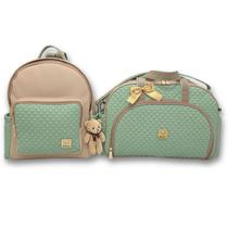 Kit Conjunto Bolsas Maternidade Bebe Menina Menino Enxoval Miellu - Linha Pópeti- Bolsa G, Mochila e Trocador - 3 peças