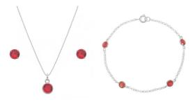 Kit Conjunto Brinco E Pulseira Prata 925 Vermelha Kit95 Kit Conjunto Brinco E Pulseira Prata 925 Vermelha Kit95