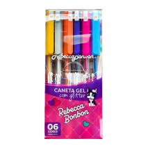 Kit Conjunto C/6 Canetas Gel Rebecca Bonbon C/ Ponta 1.0mm Cores com Glitter