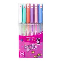 Kit Conjunto C/6 Canetas Gel Rebecca Bonbon C/ Ponta 1.0mm Cores Pastel