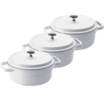 Kit Conjunto Caçarola Hercules Revestimento Ceramico Indução Branca 6,8L + 6,8L + 6,8L