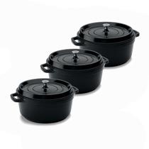 Kit Conjunto Caçarola Hercules Revestimento Ceramico Indução Preto 2,4L + 2,4L + 2,4L