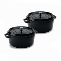 Kit Conjunto Caçarola Hercules Revestimento Ceramico Indução Preto 4,3L + 4,3L