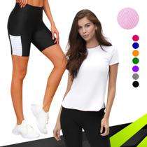Kit Conjunto Camiseta Blusinha DRY + Short Leg Legging COM BOLSOS Corrida Academia Fitness 636
