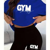 Kit Conjunto Camiseta Shorts Feminino Gym Academia Treino Leve Blusinha e Short