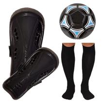 Kit Conjunto Caneleira Bola e Meião Apollo Atoalhado Confortável Futebol Jogador Infantil Criança