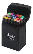 Kit Conjunto Canetinha Ponta Dupla De 24 Cores Bobbie Goods