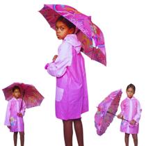 Kit Conjunto Capa Chuva E Sombrinha Guarda Chuva Infantil Kit Conjunto Capa Chuva E Sombrinha Guarda Chuva Infantil