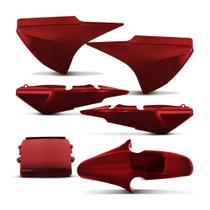 Kit Conjunto Carenagem de Plástico 3 Peças Titan 150 2006 a 2008 Job 2007 Vermelho Guarau Pro Tork 003-5002