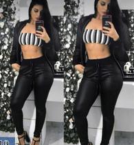 Kit Conjunto Casaco Bomber Cirre E Calça Cirre Feminino