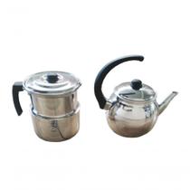 Kit Conjunto Chaleira 2l E Leiteira Com Apito 1,6l Extang