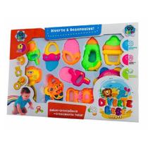Kit Conjunto Chocalho e Mordedor Infantil Brinquedo 10 Peças