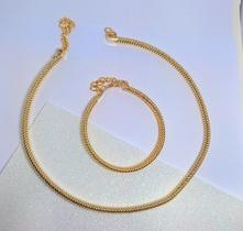 Kit Conjunto Colar Choker Feminino + Pulseira Elo Aro Mola Folheado Ouro 18K Doutado Prata Moda Blogueira Kit Conjunto Colar Choker Feminino + Pulseira Elo Aro Mola Folheado Ouro 18K Doutado Prata Moda Blogueira