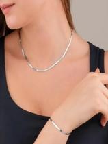 Kit conjunto colar e pulseira laminado aço inoxidável