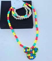 Kit Conjunto Colar e Pulseiras Miçangas Coloridas Pingente Disney 3D Frozen Sereia Pony Unicórnio Mickey Minnie Mouse Kit Conjunto Colar e Pulseiras Miçangas Coloridas Pingente Disney 3D Frozen Sereia Pony Unicórnio Mickey Minnie Mouse