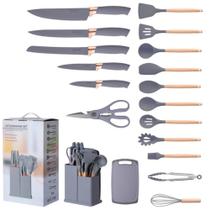 Kit conjunto com 19 utensílios de cozinha em silicone