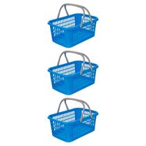 Kit Conjunto Com 3 Cestos Com Alça Organizador Prático De 9 Litros Com Design Empilhável Multiuso Kit Conjunto Com 3 Cestos Com Alça Organizador Prático De 9 Litros Com Design Empilhável Multiuso