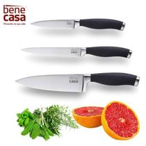 Kit Conjunto com 3 Facas em Inox Cabo Plástico Churrasco e Cozinha