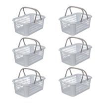 Kit Conjunto Com 6 Cestinha Cestos Compacto Estiloso Versátil Organizador De Ambientes Com Alça Multiuso