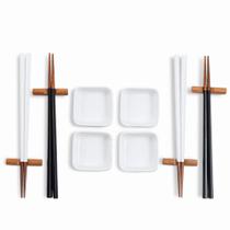 Kit conjunto comida oriental japonesa sushi p/ 4 pessoas madeira + porcelana Nankin Brinox - 57201/600