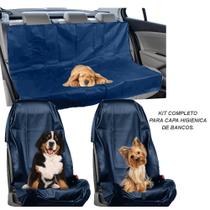 KIT CONJUNTO COMPLETO AZUL BANCOS DIANTEIRO E TRAEIRO Capa PROTETORA PET de Assento AZUL CARRO AUTO