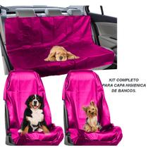 KIT CONJUNTO COMPLETO ROSA BANCOS DIANTEIRO E TRASEIRO Capa PROTETORA PET de Assento AZUL CARRO AUTO