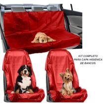 KIT CONJUNTO COMPLETO VERMELHA BANCOS DIANTEIRO E TRAEIRO Capa PROTETORA PET de Assento AZUL CARRO A