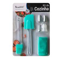 Kit Conjunto Confeiteiro 7 Peças Espátula Pincel Saco Bicos
