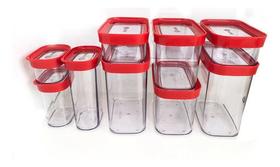 Kit Conjunto Cozinha 9 Potes Herméticos Mantimentos Temperos