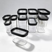 Kit Conjunto Cozinha com 9 Potes Herméticos para Mantimentos e Temperos Kit Conjunto Cozinha com 9 Potes Herméticos para Mantimentos e Temperos
