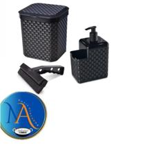 Kit Conjunto Cozinha de Pia 3 itens Preto Kit Conjunto Cozinha de Pia 3 itens Preto