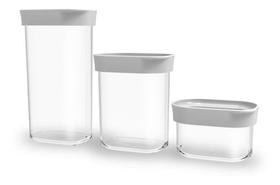 Kit Conjunto De 03 Potes Herméticos Mantimentos Acrílico 60
