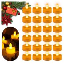 Kit Conjunto De 24 Mini Vela Led Chama Enfeite De Natal